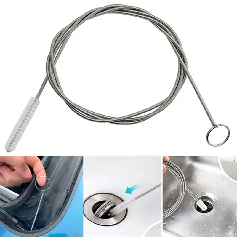 Perie pentru curatat, desfundat scurgeri, flexibila, lungime de 150 cm, Gonga® Argintiu