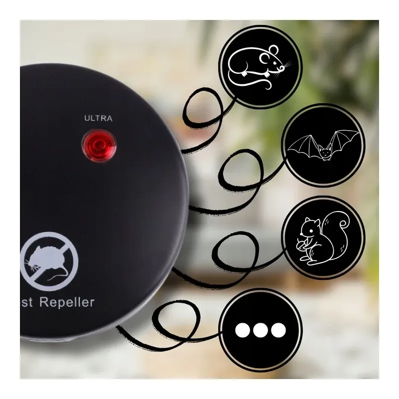 Aparat profesional cu ultrasunete anti-rozatoare, actiune la 360⁰ pana la 150m, Gonga® Negru