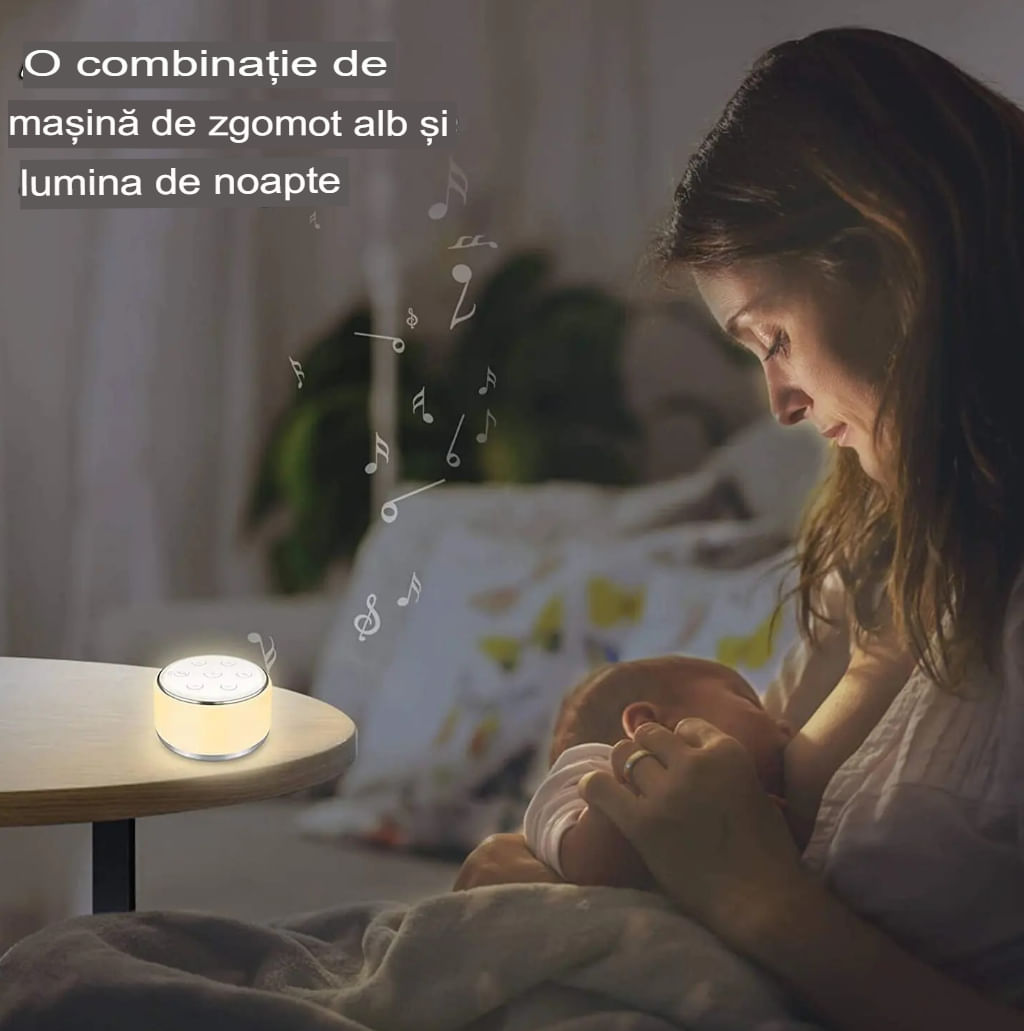 Aparat de sunete albe, cu 34 de melodii pentru somn si relaxare, oprire temporizata, pent, control vocal - 4 | YEO