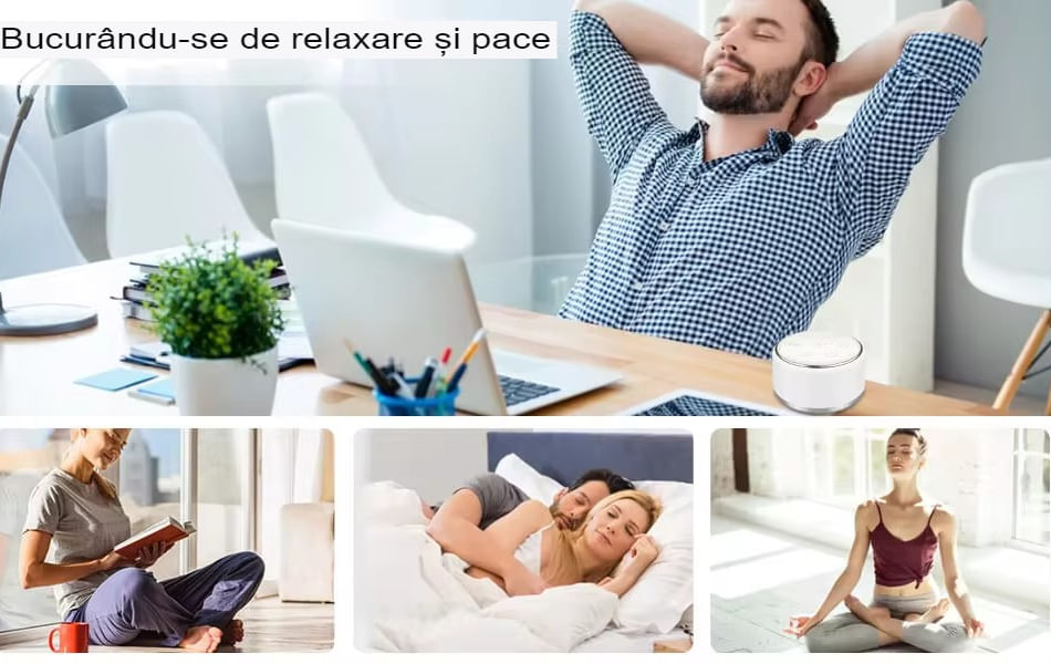 Aparat de sunete albe, cu 34 de melodii pentru somn si relaxare, oprire temporizata, pent, control vocal