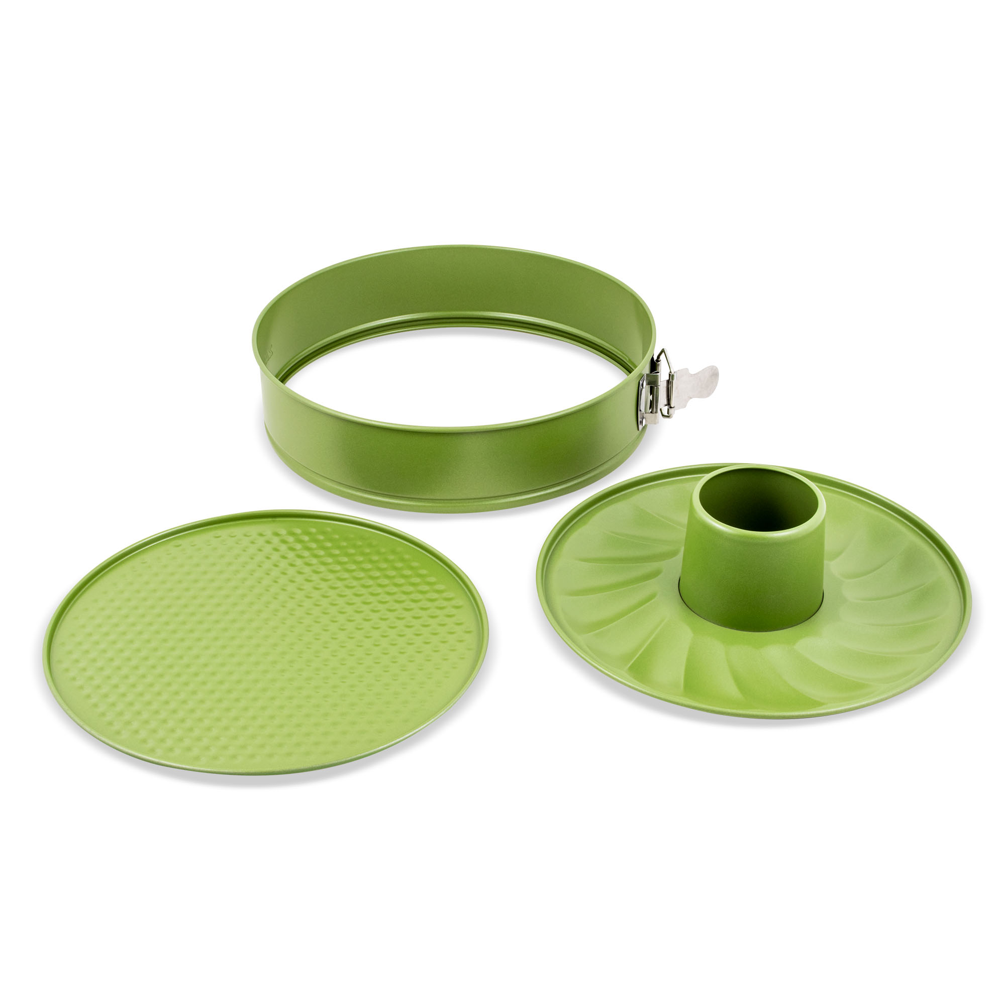 Tava tort cu 2 baze detasabile ZASS Gourmet, ZG-BW 03, 26 cm, Otel, antiaderenta, cuptor cu gaz/electric, Verde