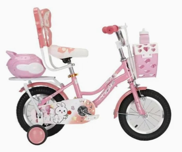 Bicicleta Go Kart Fluturas, 14 inch, pentru copii, 3-5 ani, roti ajutatoare, cosulet, cutie depozitare - 2 | YEO