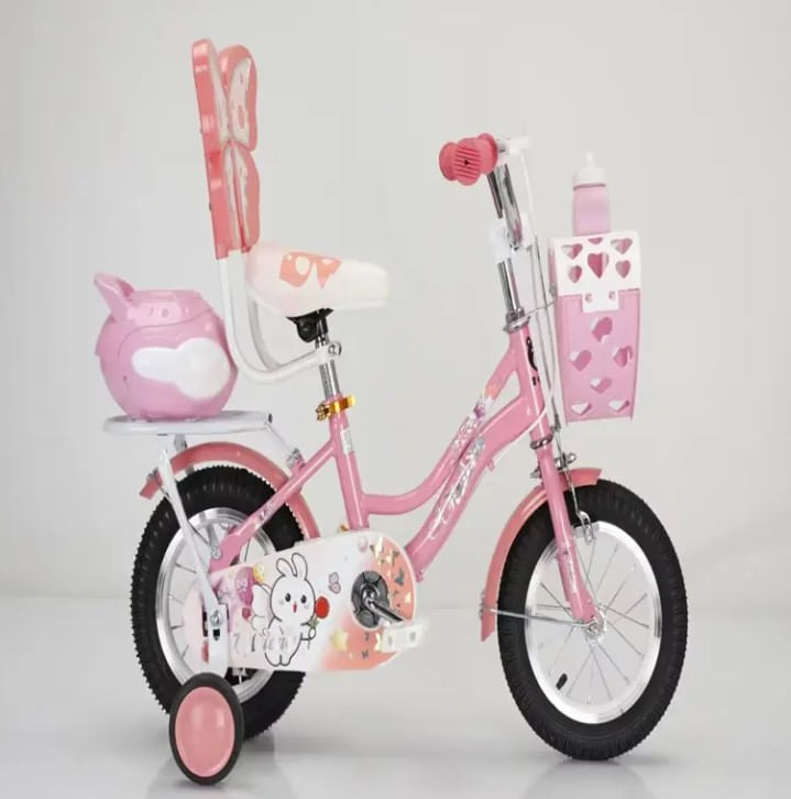 Bicicleta Go Kart Fluturas, 14 inch, pentru copii, 3-5 ani, roti ajutatoare, cosulet, cutie depozitare - 3 | YEO
