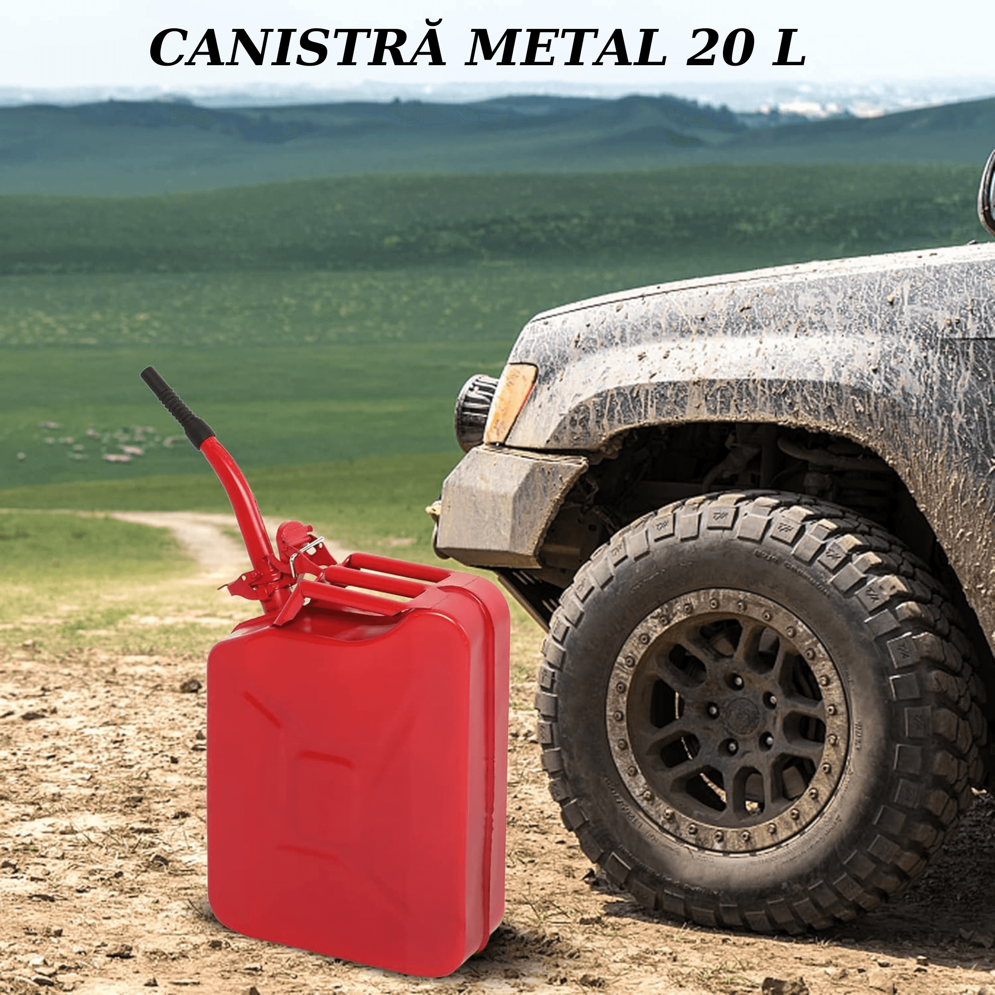 Canistra Metal 20 L pentru Combustibil, ABY PRODUCTS, cu Palnie Metalica, Rosu - imagine 4