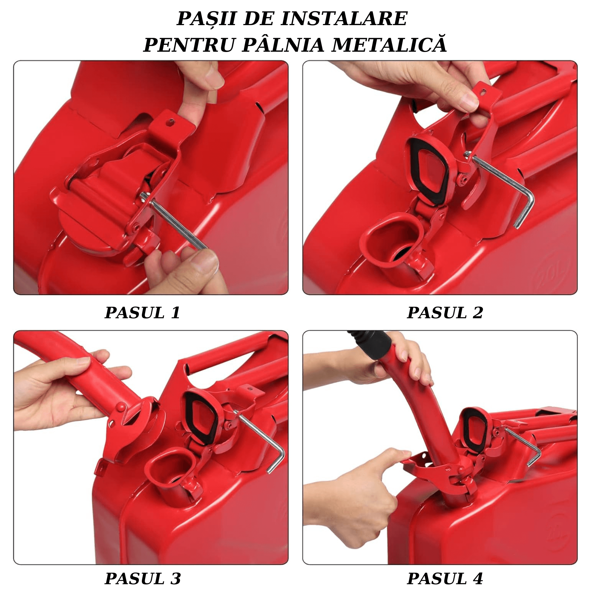 Canistra Metal 20 L pentru Combustibil, ABY PRODUCTS, cu Palnie Metalica, Rosu - imagine 7
