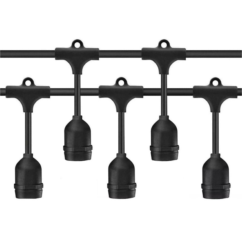 Ghirlanda luminoasa exterior, impermeabila, interconectabila, 10m, fasung E27, fara becuri