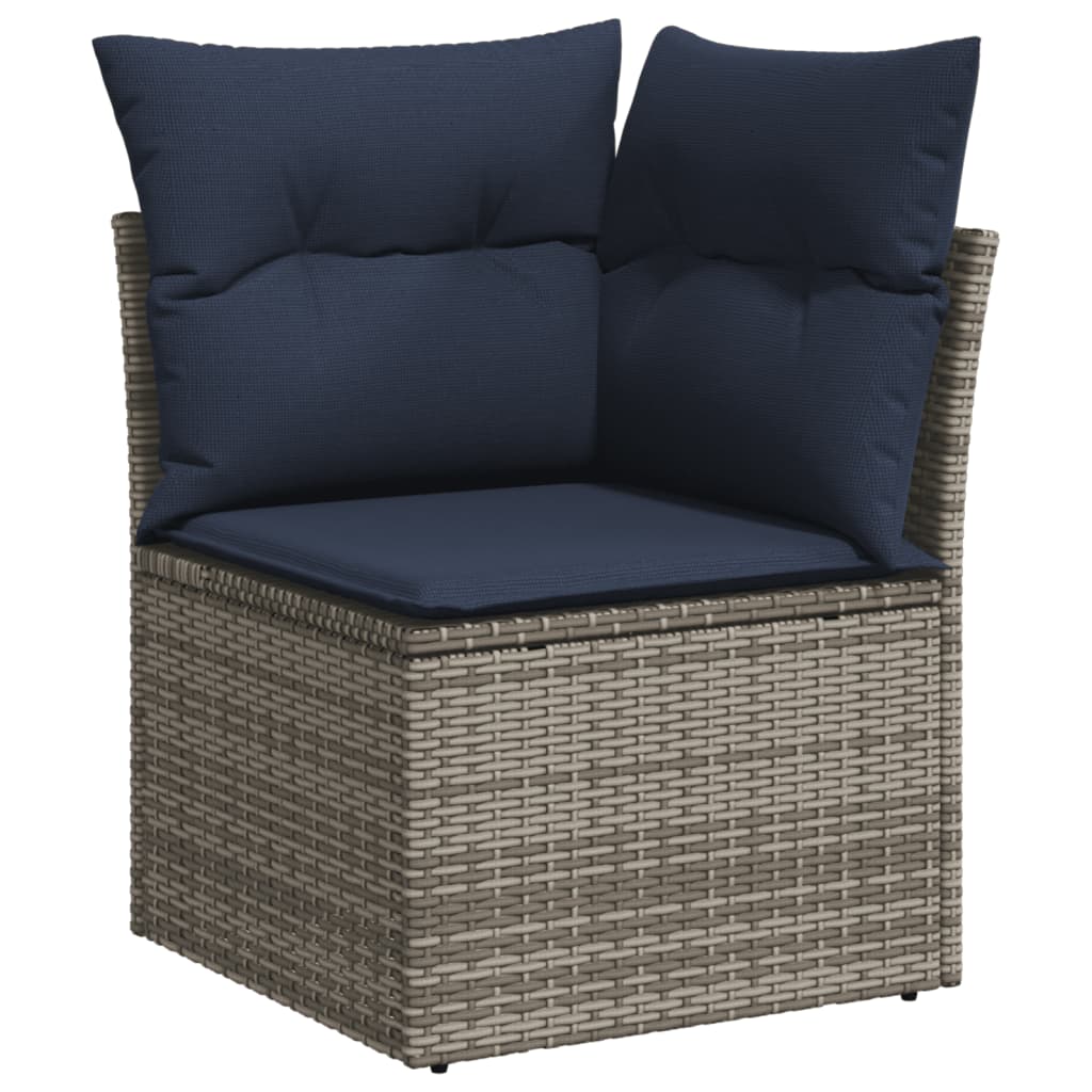 Set canapele de gradina cu perne, 8 piese, gri, poliratan — imaginea 4