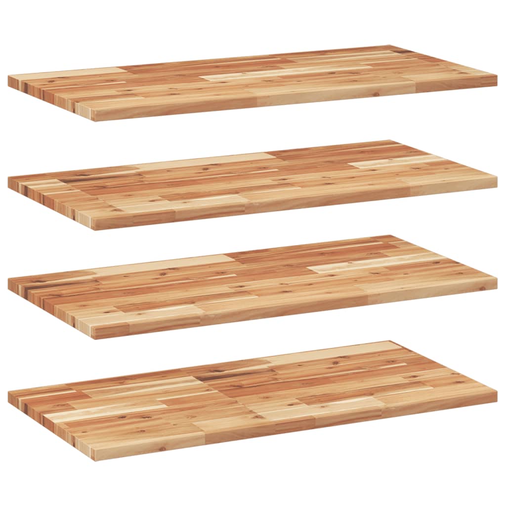 Rafturi suspendate 4 buc. 80x40x2 cm lemn masiv acacia netratat, finisat în ulei