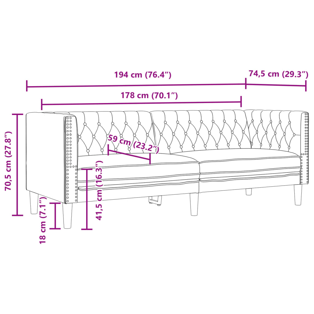Canapea Chesterfield cu 3 locuri, maro, piele ecologica — imaginea 9
