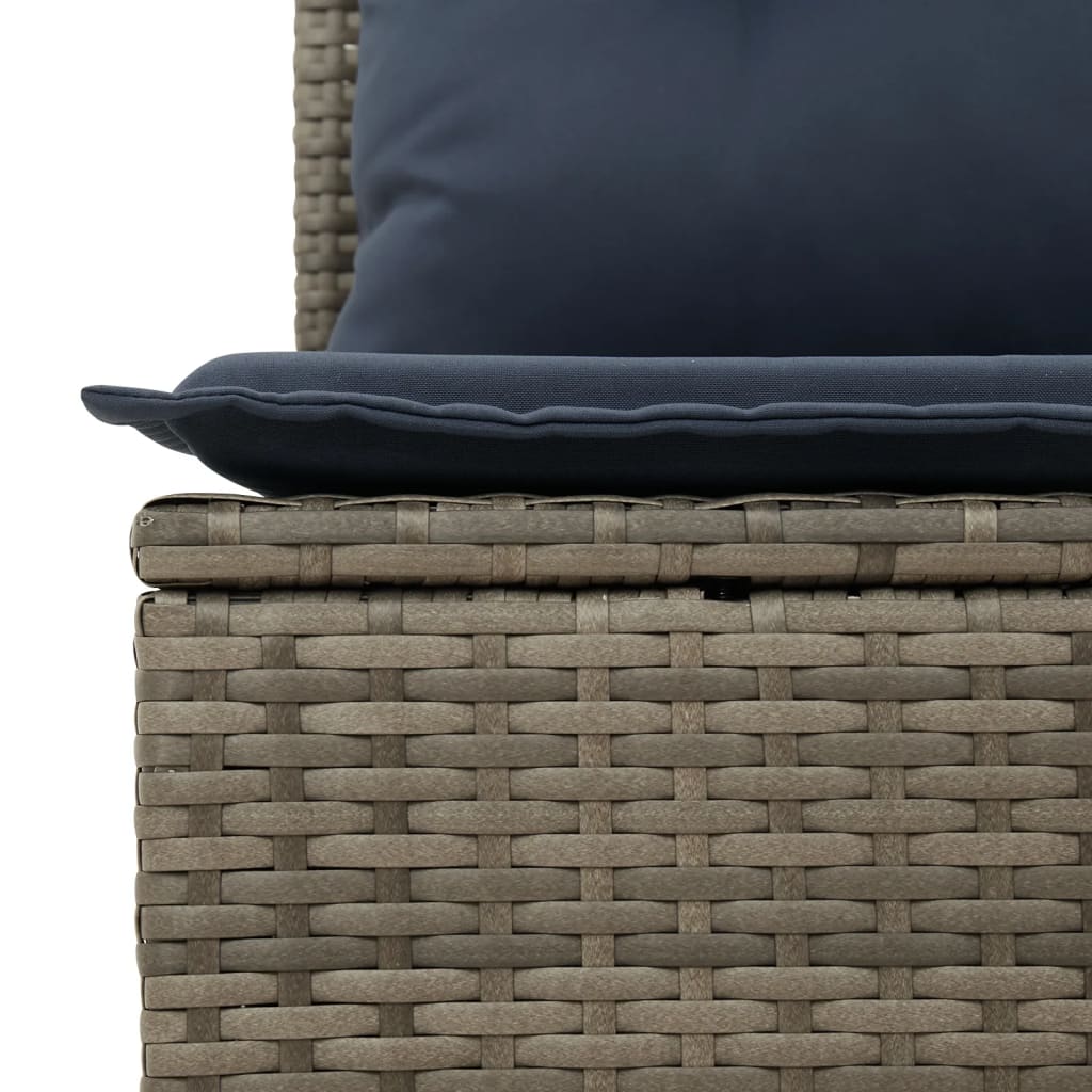 Set mobilier de gradina cu perne, 13 piese, gri, poliratan — imaginea 6