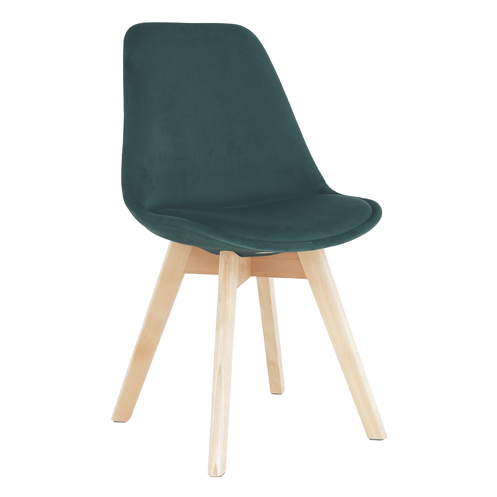 Scaun, tapiterie catifea verde smarald, picioare lemn fag, Lorita, 48x57x81 cm — imaginea 3