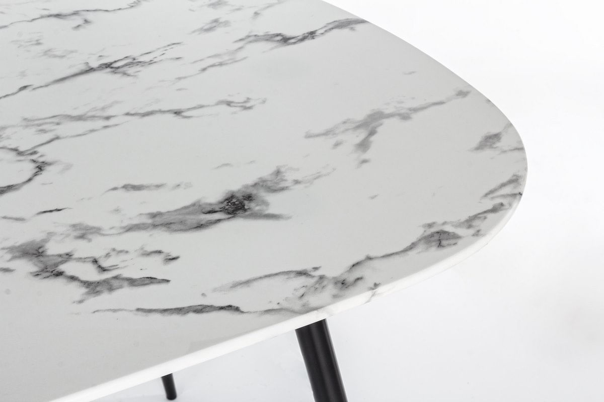 Masuta cafea cu picioare otel negru si blat sticla Marble 110 cm x 50 cm x 45 h — imaginea 3