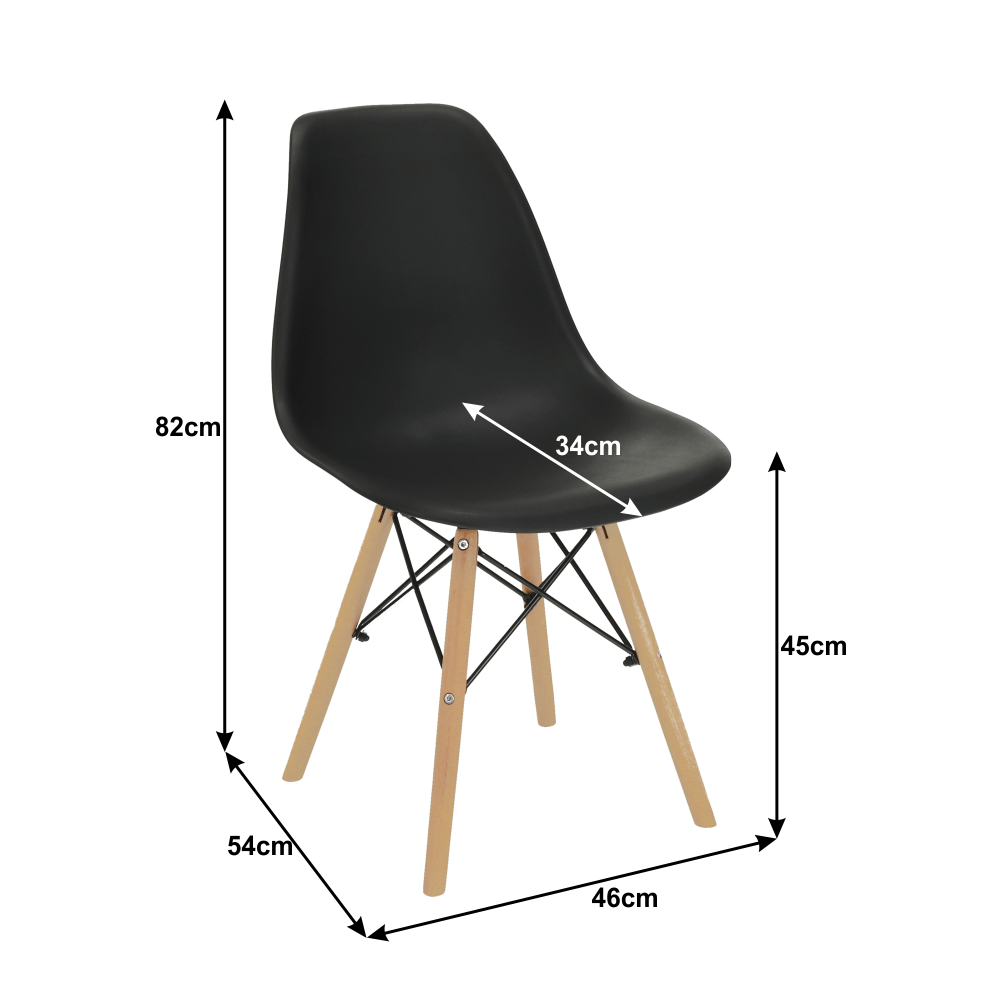 Scaun plastic negru picioare fag Cinkla 46x54x82 cm — imaginea 2