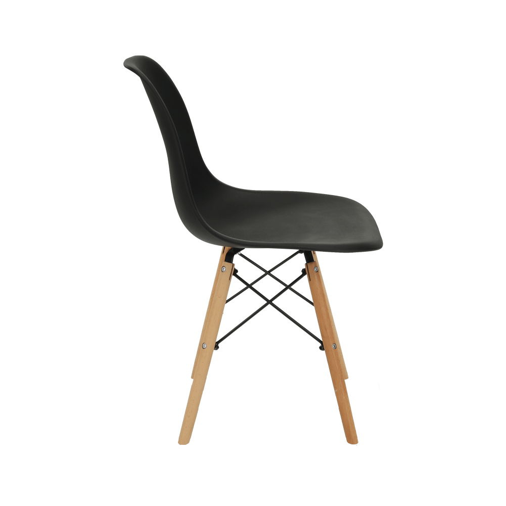 Scaun plastic negru picioare fag Cinkla 46x54x82 cm — imaginea 3
