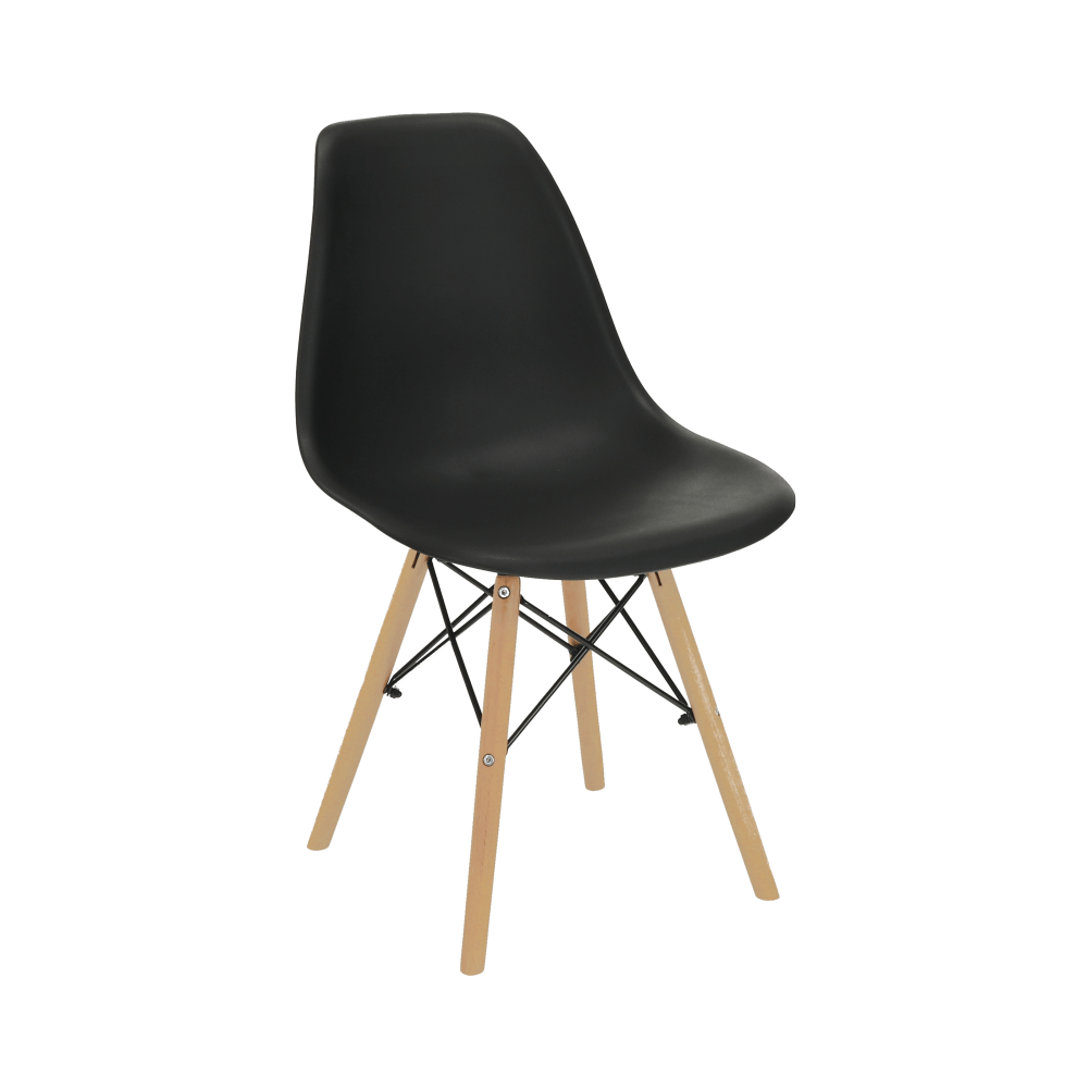 Scaun plastic negru picioare fag Cinkla 46x54x82 cm — imaginea 4