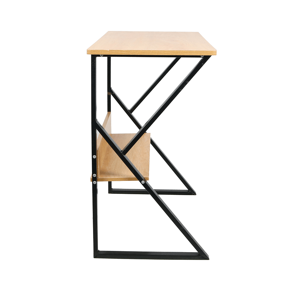 Birou cu raft din mdf maro fag si picioare fier negru Tarcal 140x60x72 cm — imaginea 5
