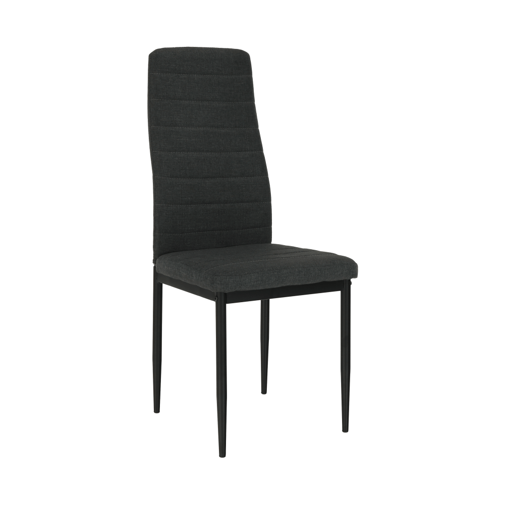 Scaun tapiterie textil gri inchis picioare metal negru Coleta 41x49x96 cm — imaginea 3
