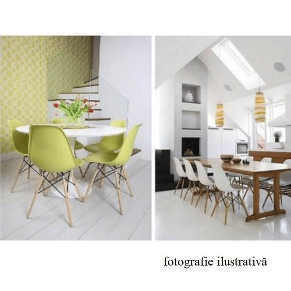 Scaun plastic alb picioare fag Cinkla 46x54x82 cm — imaginea 3