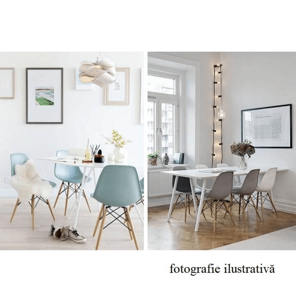Scaun plastic alb picioare fag Cinkla 46x54x82 cm — imaginea 4