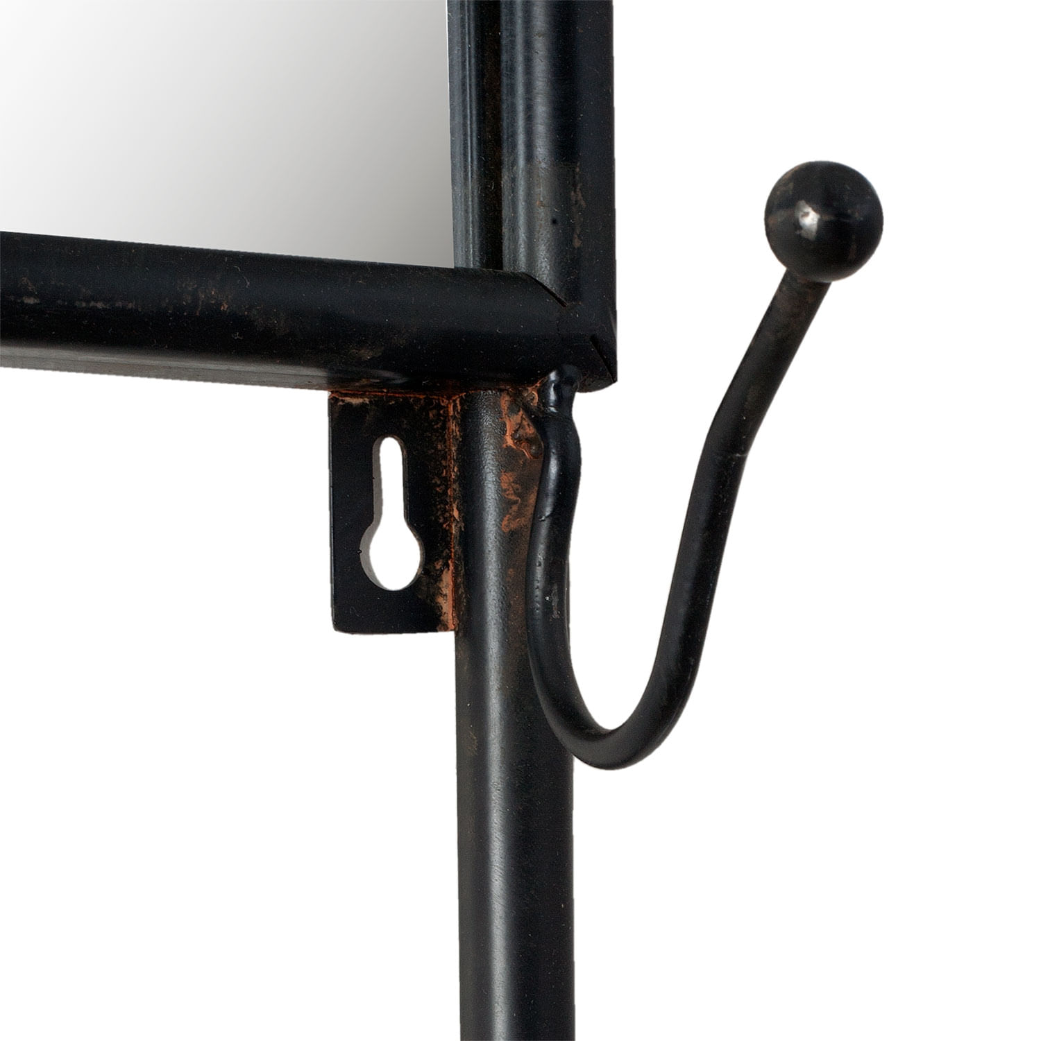 Cuier de perete fier forjat maro 11 agatatori 1 polita si oglinda 44 cm x 15 cm x 112 cm — imaginea 3