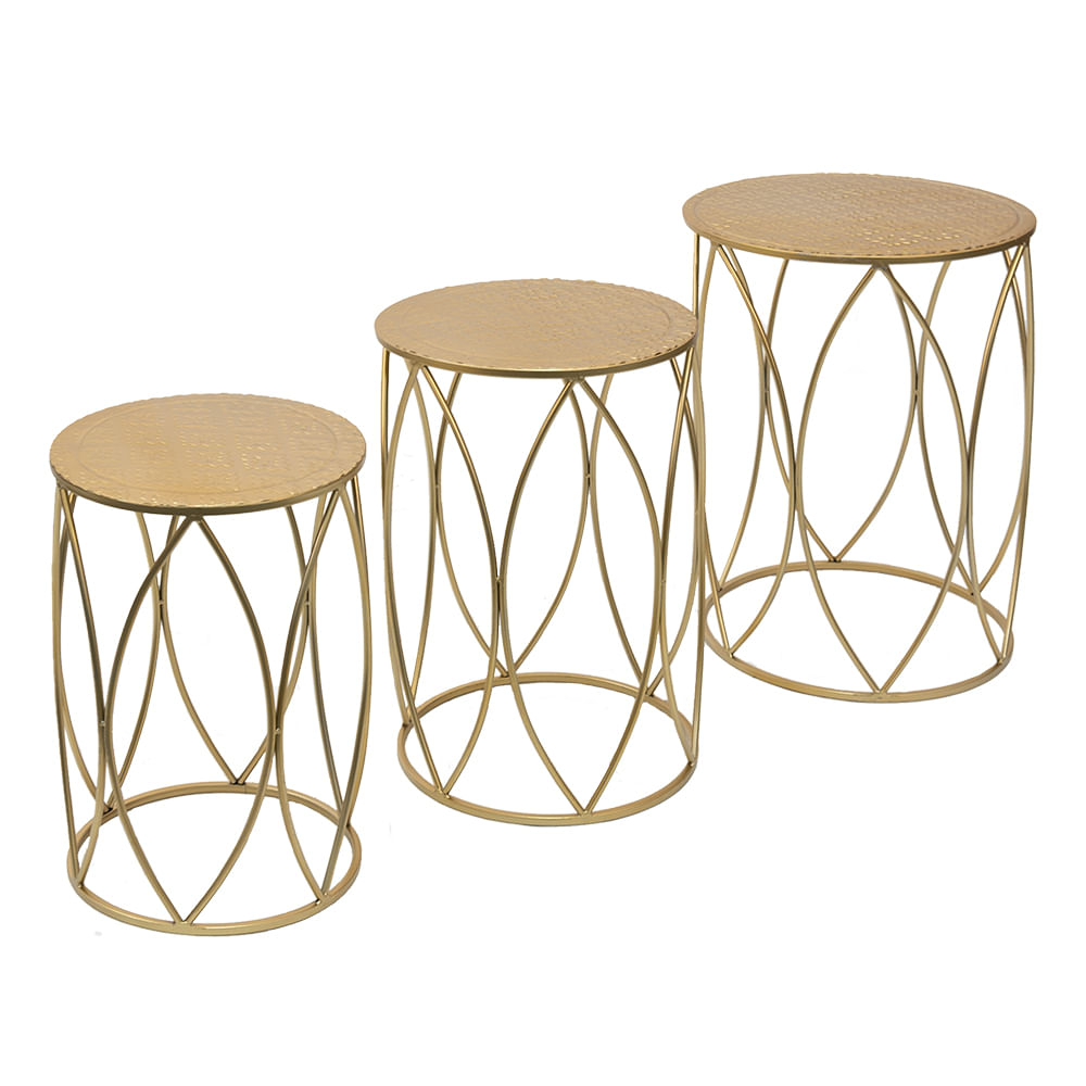 Set 3 suporturi flori metal auriu 41x55, 38x51, 35x47 cm — imaginea 2