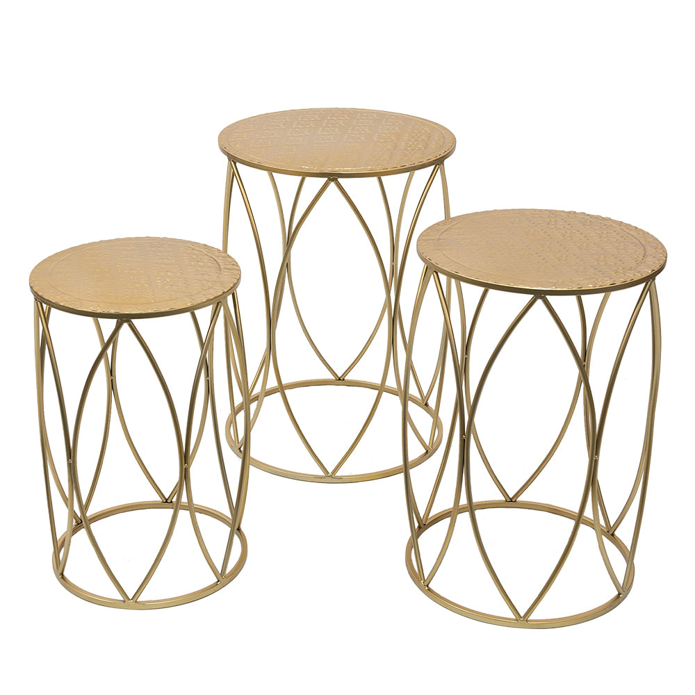 Set 3 suporturi flori metal auriu 41x55, 38x51, 35x47 cm — imaginea 4