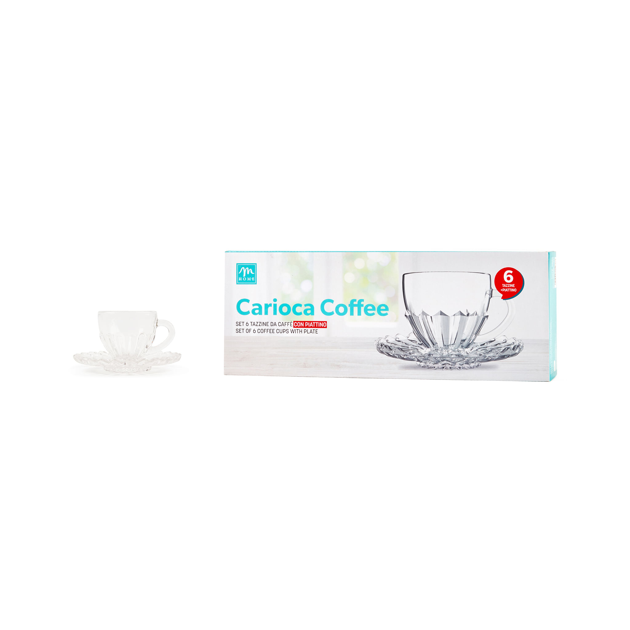 Set 6 cesti espresso cu farfurioara Stella, 110 ml