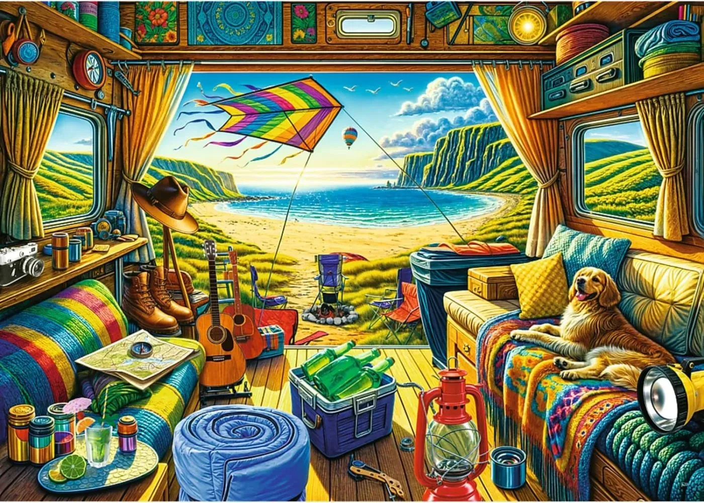 Puzzle Trefl 1000 Premium Plus Tea Time Calatorie Cu Caravana
