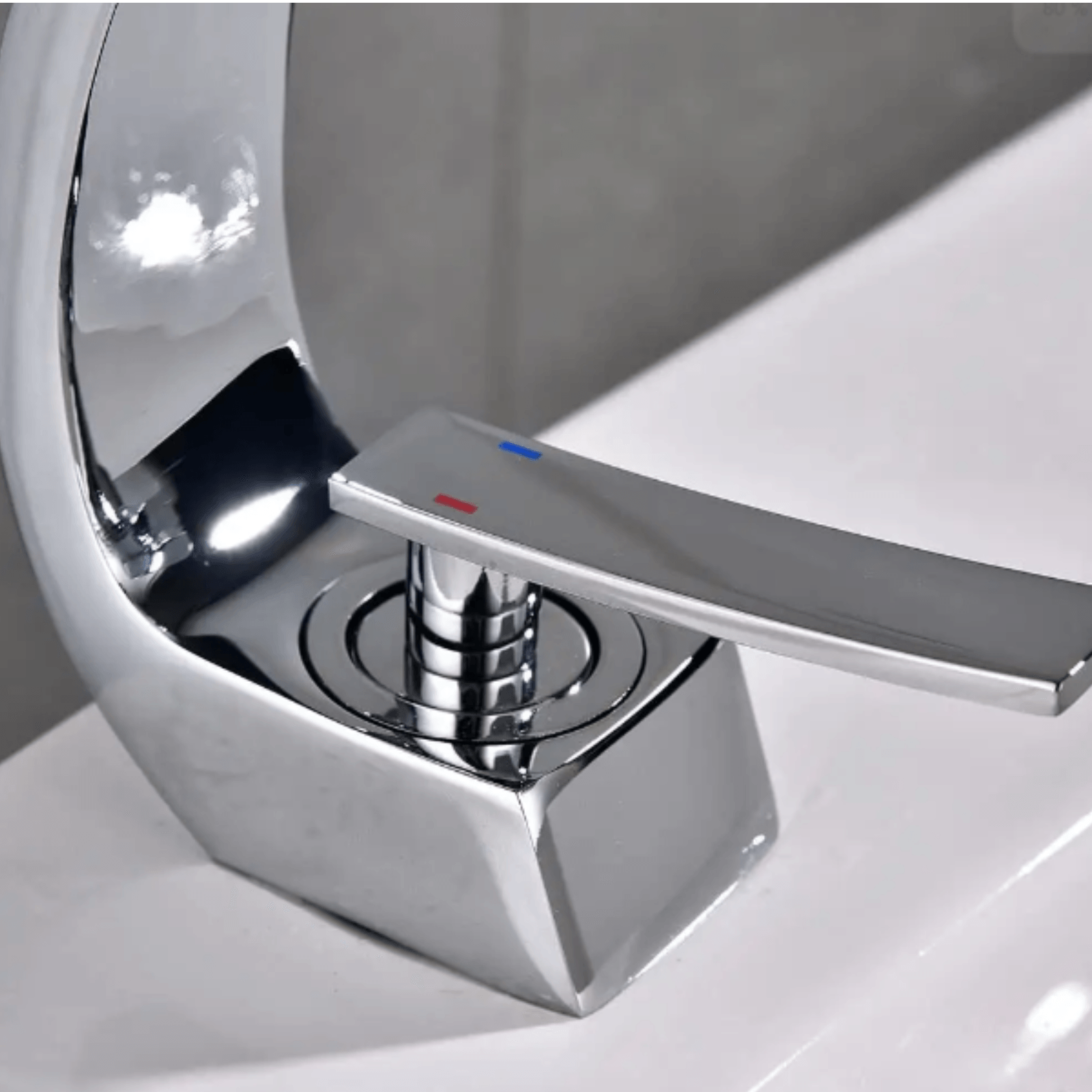Baterie lavoar, Adsinio, Corp de cupru, Cartus ceramic, Finisaj argintiu, Forma curbata, Aerator de apa, Argintiu — imaginea 3