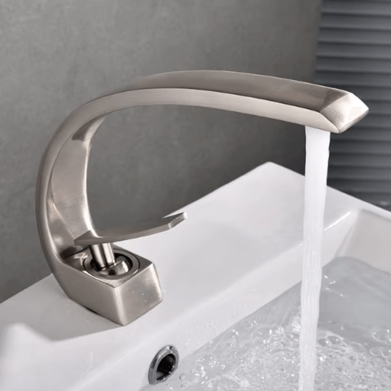 Baterie lavoar, Adsinio, Corp de cupru, Cartus ceramic, Finisaj argintiu, Forma curbata, Aerator de apa, Argintiu — imaginea 8
