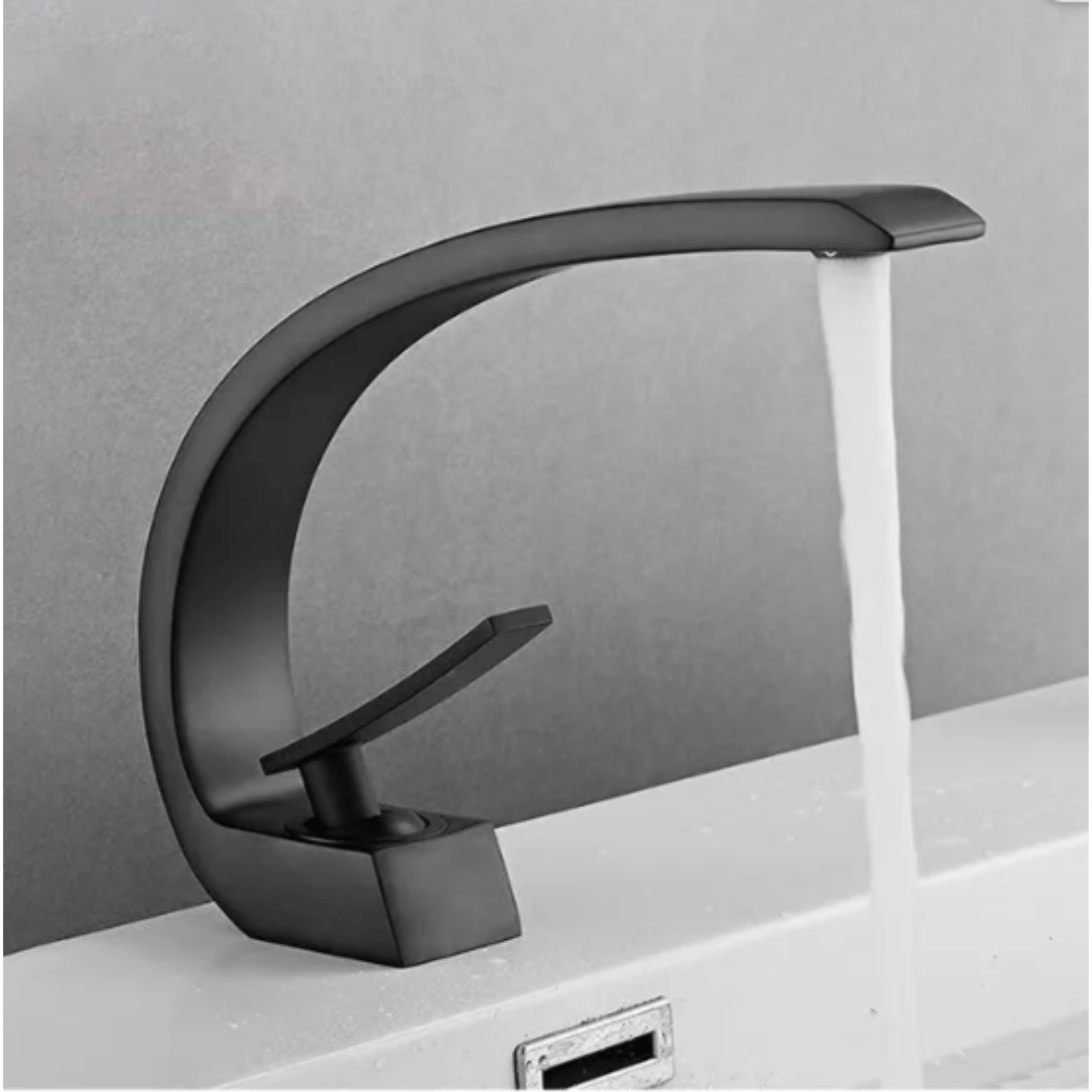 Baterie lavoar, Adsinio, Corp de cupru, Cartus ceramic, Finisaj negru, Forma curbata, Aerator de apa, Negru — imaginea 10