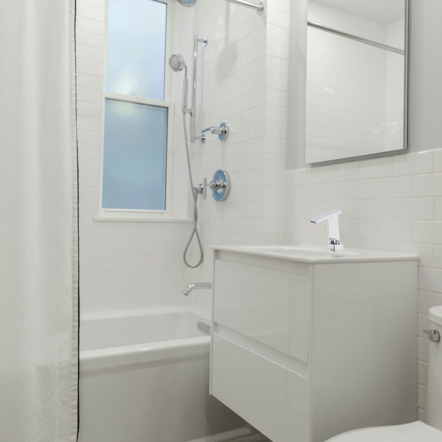Baterie chiuveta baie, Adsinio, Iesire in cascada, pipa fixa, scurta, monocomanda, Argintiu — imaginea 3