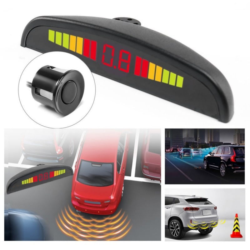 Set Senzori parcare auto detector parktronic display radar monitor 4 senzori NEGRU - imagine 7