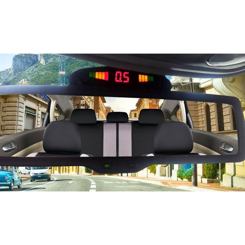 Set Senzori parcare auto detector parktronic display radar monitor 4 senzori NEGRU - imagine 8