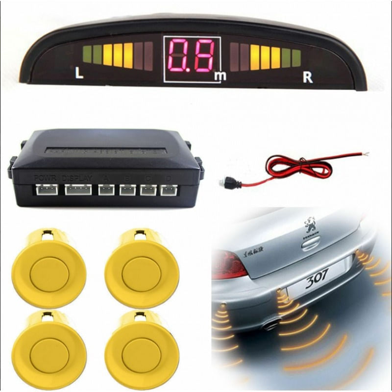 Set Senzori Parcare Auto Detector Parktronic Display Radar Monitor 4 Senzori Galben - imagine 5