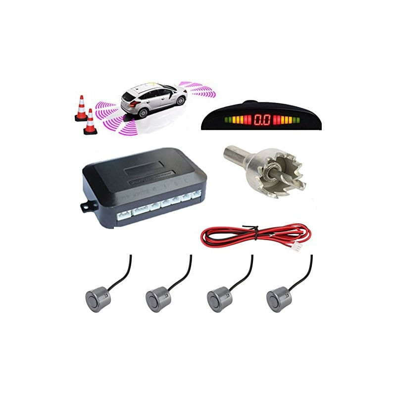 Set Senzori Parcare Auto Detector Parktronic Display Radar Monitor 4 Senzori Gri Deschis - 1 | YEO