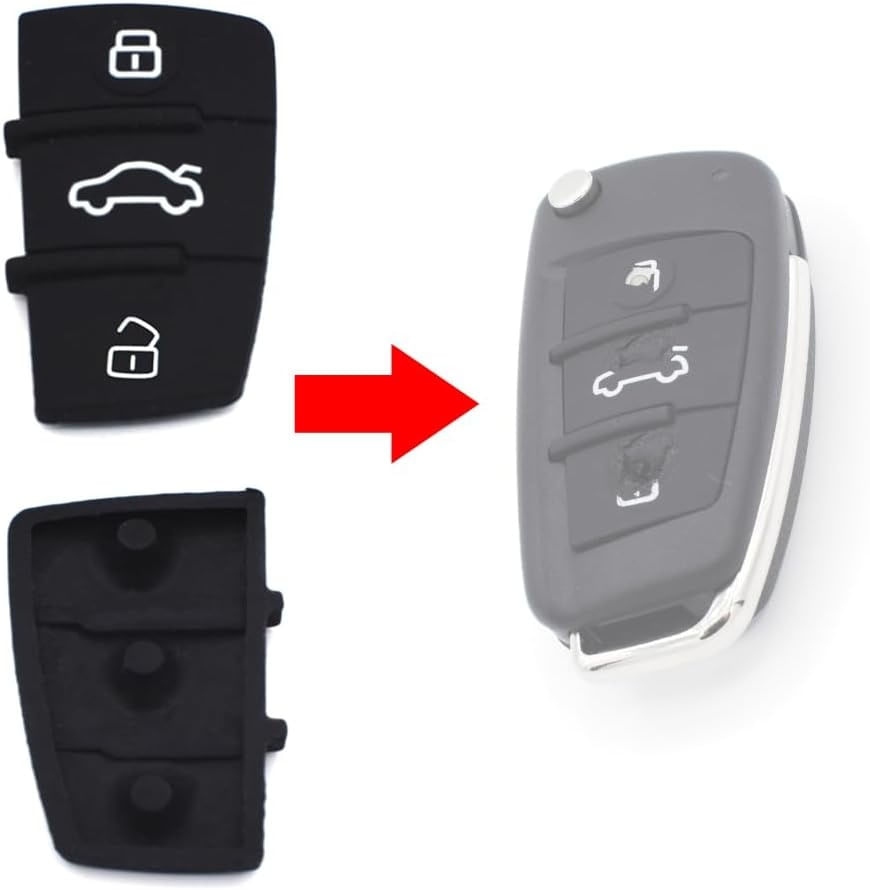 Set Butoane Cauciuc Techstar pentru Cheie Audi A3, A4, A5, A6, A8, Q5, Q7 - cu 3 Butoane