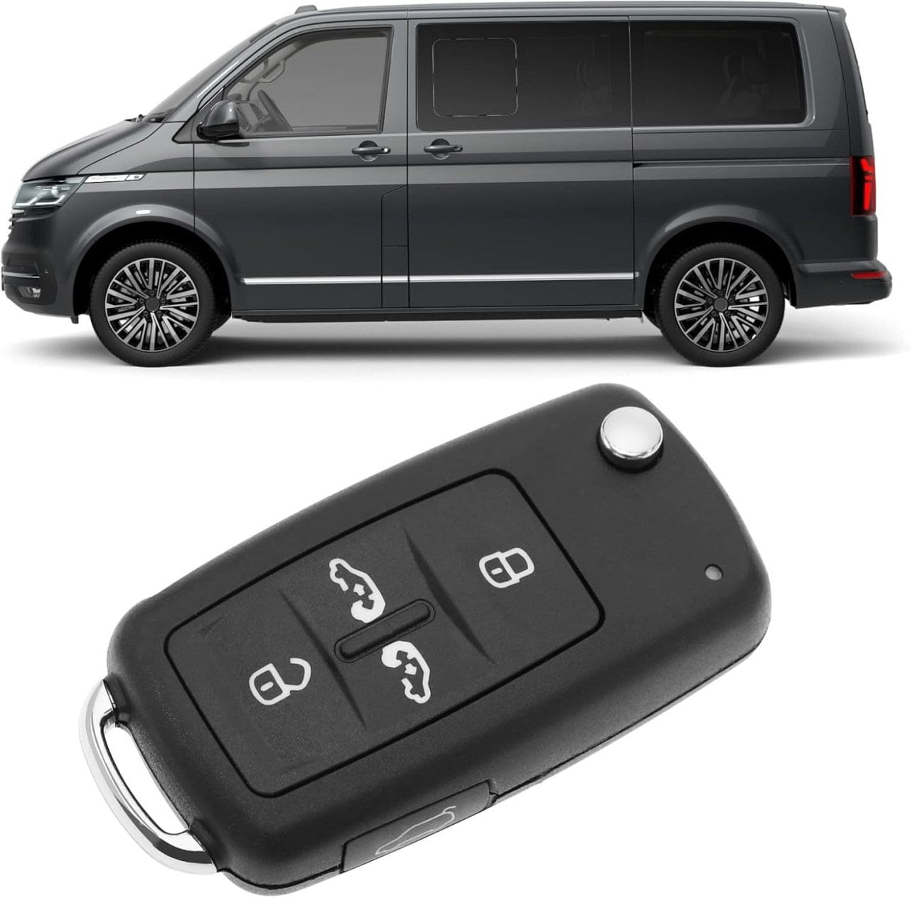 Carcasa Cheie Auto Techstar pentru VW Volkswagen Transporter T5 T6, Sharan, Alhambra - 5 Butoane - 1 | YEO