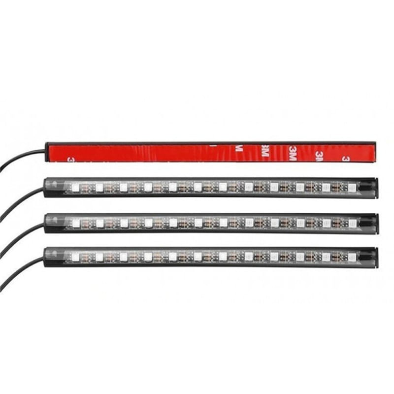 Benzi Led Auto Techstar®, MultiColore, RGB, 12 Leduri x 4 Benzi, Control Aplicatie, Bluetooth, Android