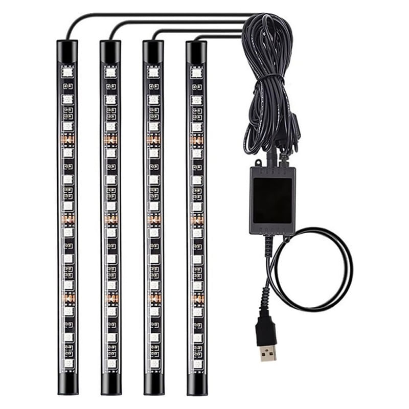 Benzi Led Auto Techstar®, MultiColore, RGB, 12 Leduri x 4 Benzi, Control Aplicatie, Bluetooth, Android - 1 | YEO