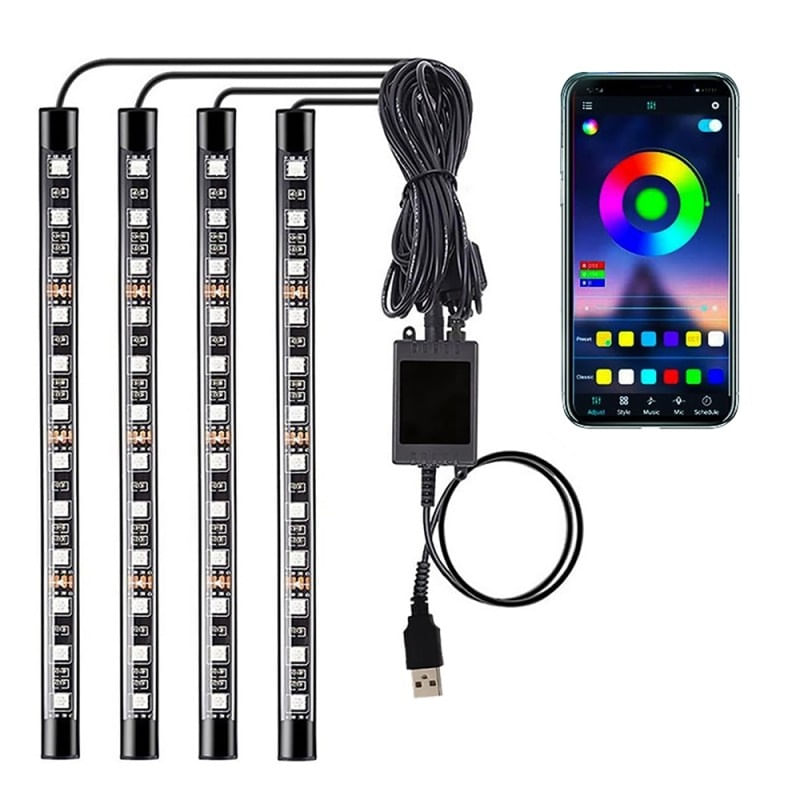 Benzi Led Auto Techstar®, MultiColore, RGB, 12 Leduri x 4 Benzi, Control Aplicatie, Bluetooth, Android - 2 | YEO