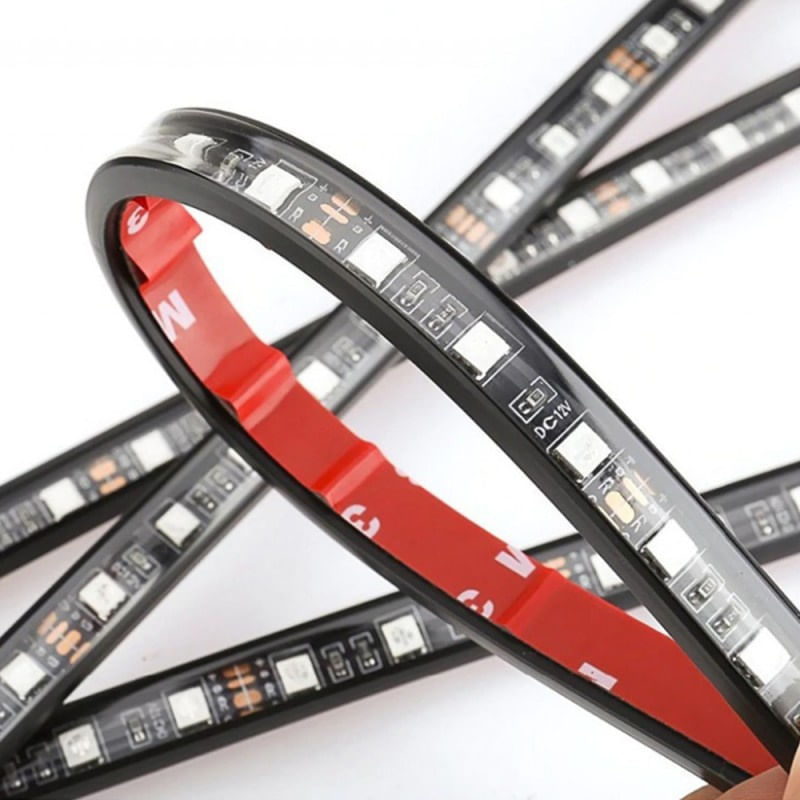 Benzi Led Auto Techstar®, MultiColore, RGB, 12 Leduri x 4 Benzi, Control Aplicatie, Bluetooth, Android