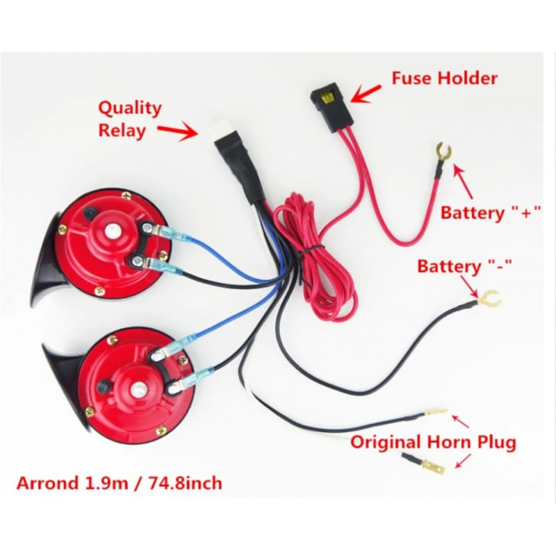 Set Claxon Auto Techstar®, Universal, Putere115 db, Releu Inclus, Mangal si Teflon