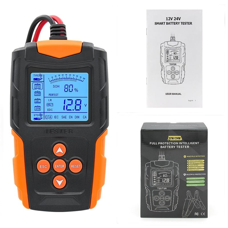 Tester de baterie auto Techstar® FBT-200, 12V/24V, 100-2000 CCA, 3Ah - 200Ah, analizor digital baterie pentru masini - 3 | YEO