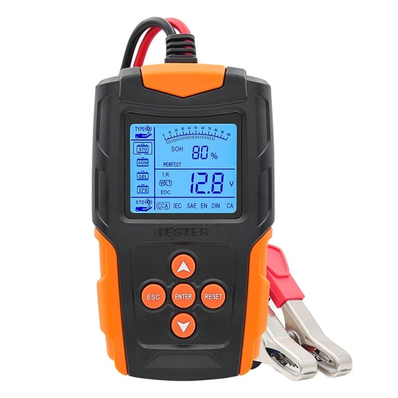 Tester de baterie auto Techstar® FBT-200, 12V/24V, 100-2000 CCA, 3Ah - 200Ah, analizor digital baterie pentru masini - imagine 5