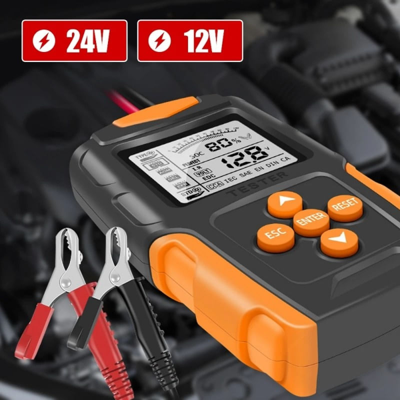 Tester de baterie auto Techstar® FBT-200, 12V/24V, 100-2000 CCA, 3Ah - 200Ah, analizor digital baterie pentru masini - imagine 6
