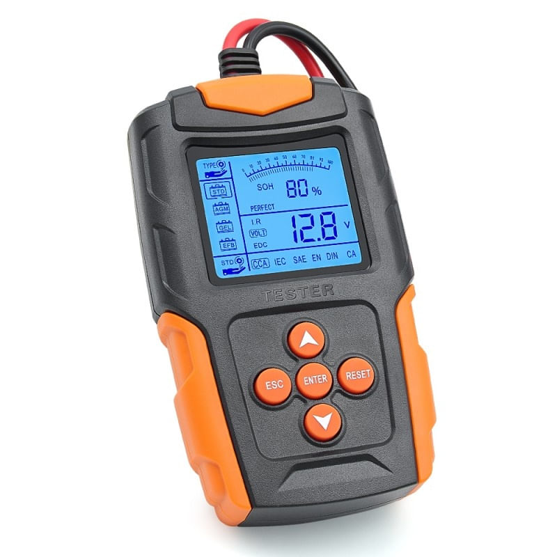Tester de baterie auto Techstar® FBT-200, 12V/24V, 100-2000 CCA, 3Ah - 200Ah, analizor digital baterie pentru masini - imagine 9