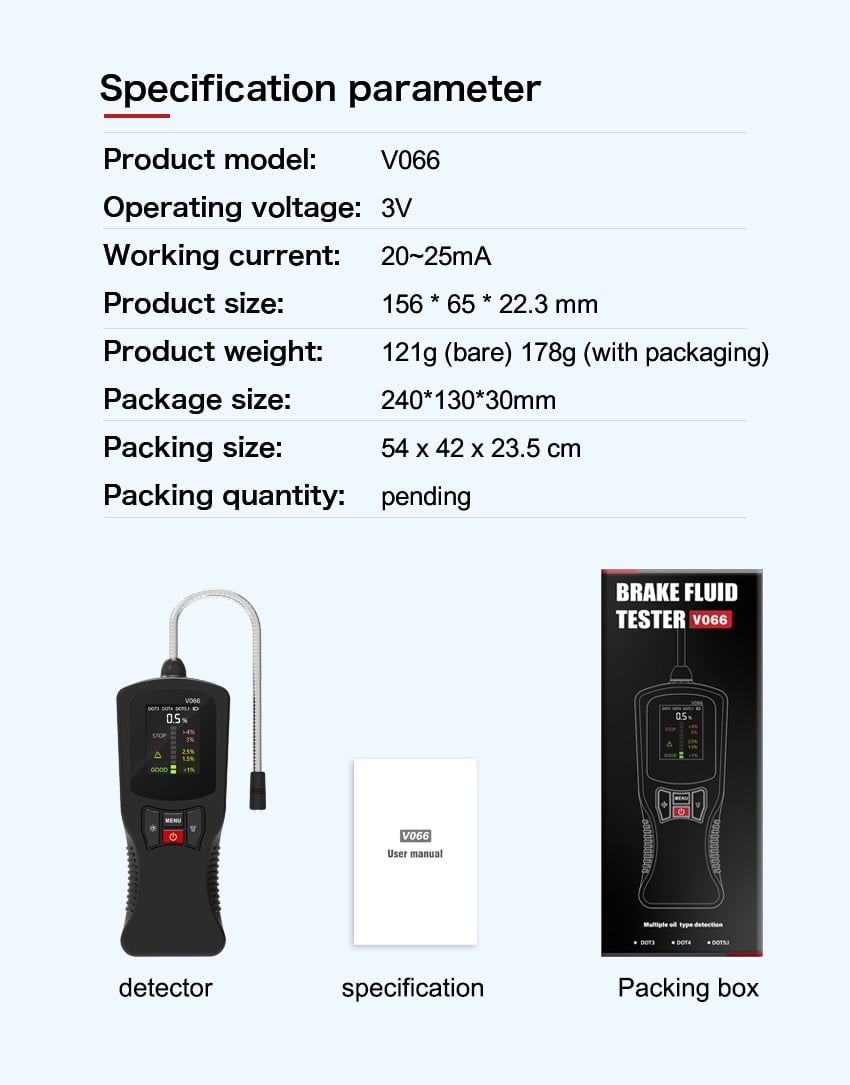 Tester Digital Lichid de Frana Techstar® V066, cu Detectare Automata DOT3, DOT4, DOT5.1, Precizie Ridicata, Stilou - 3 | YEO