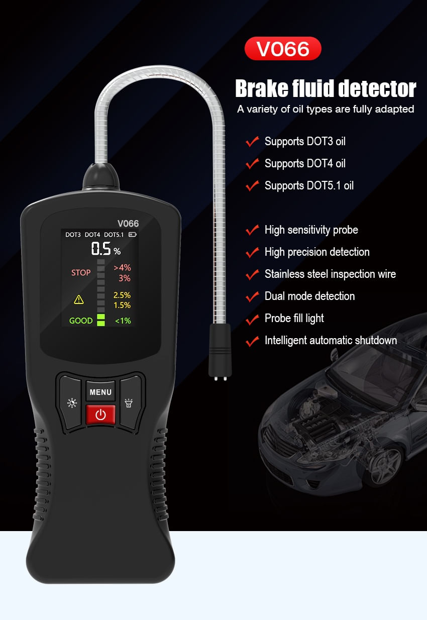 Tester Digital Lichid de Frana Techstar® V066, cu Detectare Automata DOT3, DOT4, DOT5.1, Precizie Ridicata, Stilou - imagine 7
