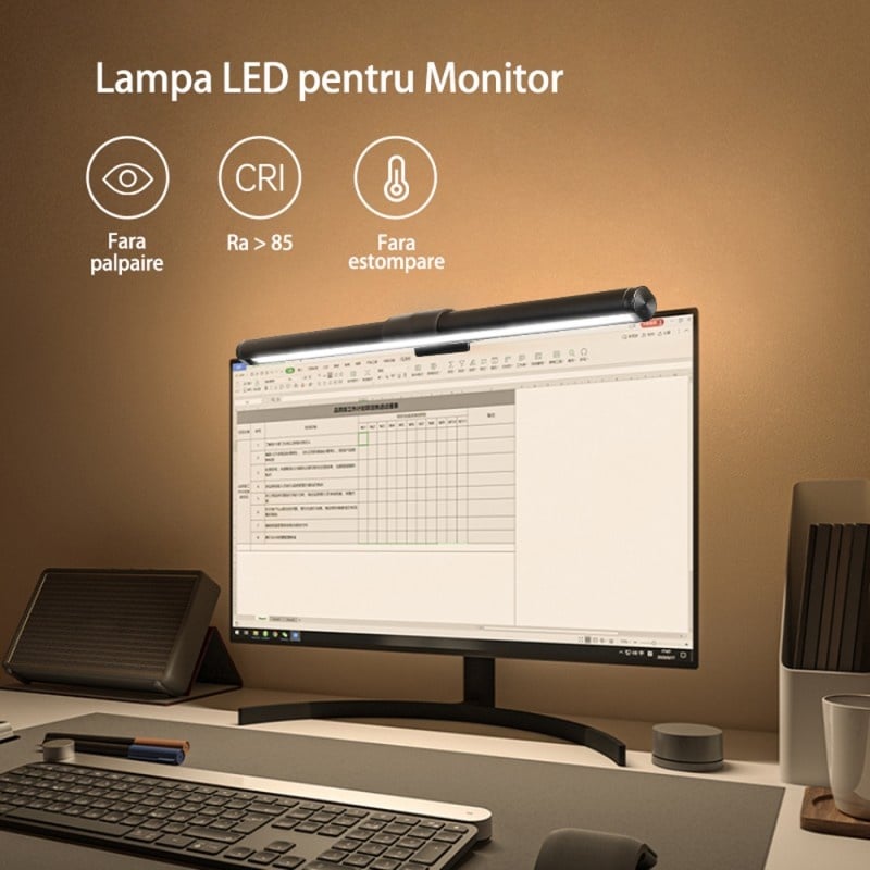 Lampa LED pentru monitor, Techstar® PMGD001, Putere 5W, USB, Control tactil, ambient RGB, Temperatura culoare - 4 | YEO